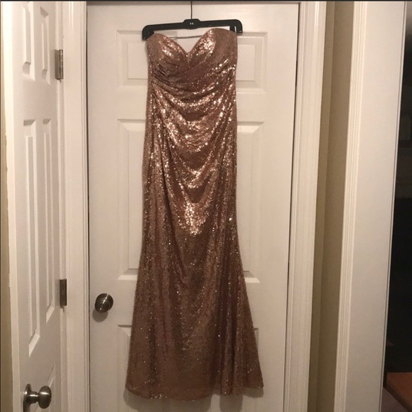 Christina Wu - Rose gold sequin, sweetheart cut - Picture 2 of 4